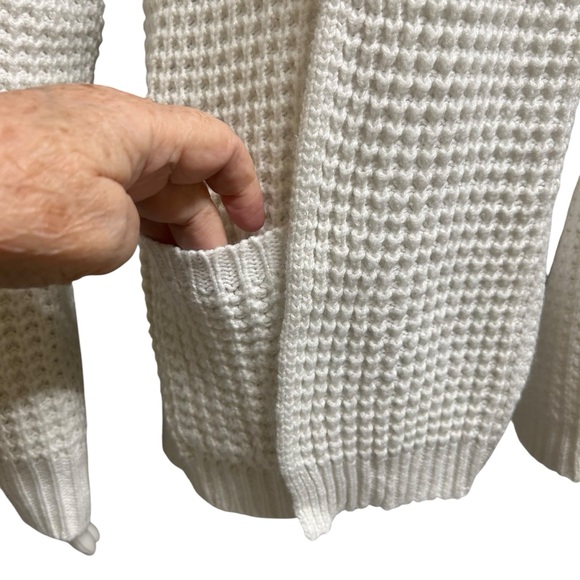 A New Day Off White Stretchy Waffle Knit Open Front Cardigan  Size S - Picture 4 of 10